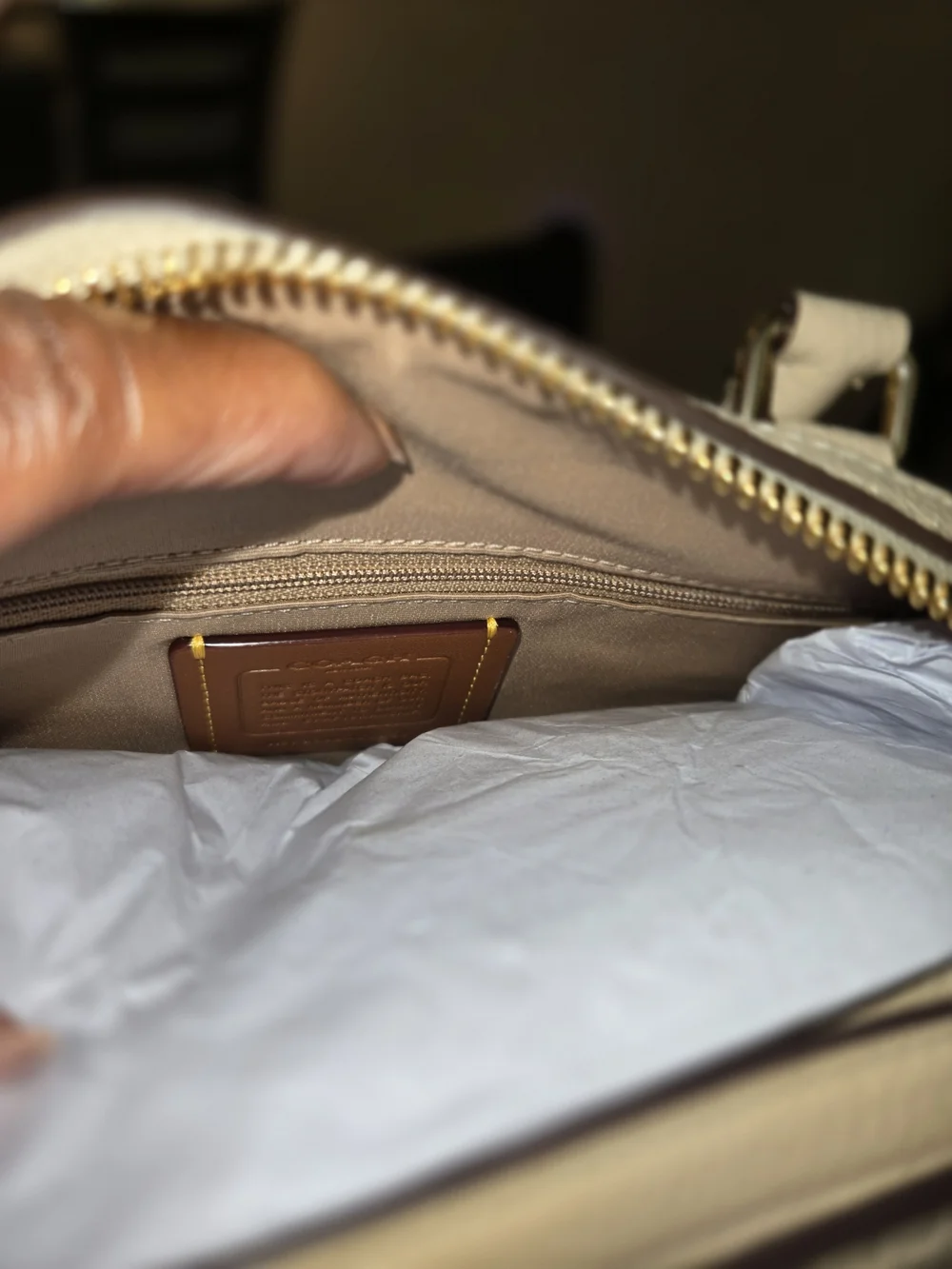 COACH Leather Satchel in Light Ivory